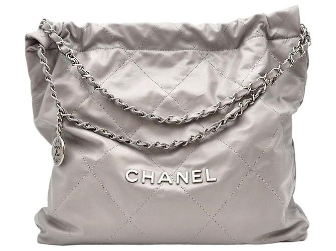 Chanel Bolsa de Ombro Medium Cinza Marrom