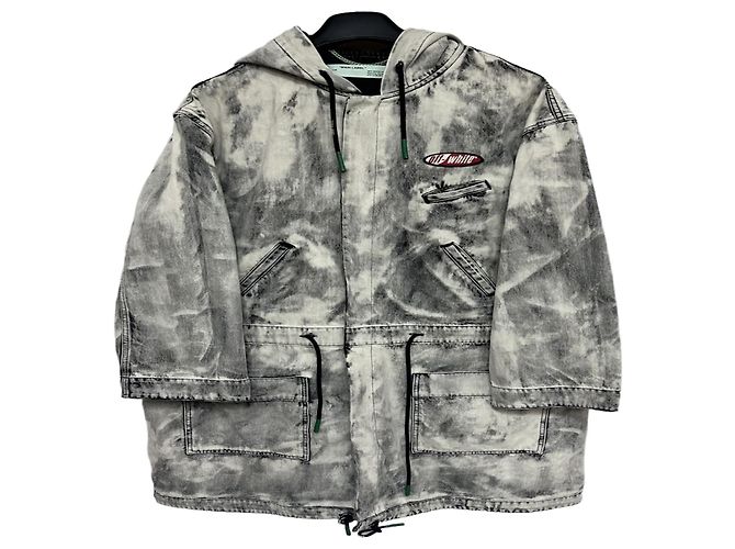 Off White Virgil Abloh Gablichite Denim Parka Brown