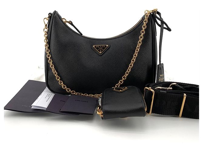 Prada Borsa Hobo Multi in Saffiano nero