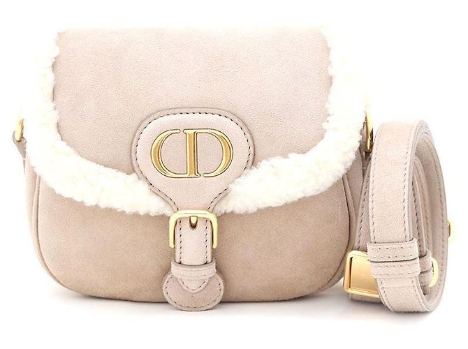 Dior Pequena bolsa Bobby em shearling bege, bolsa de ombro e bolsa transversal Marrom