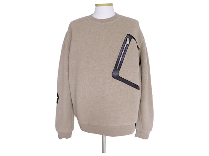 Hermès Herrenpullover mit Lederpatch Weiß 