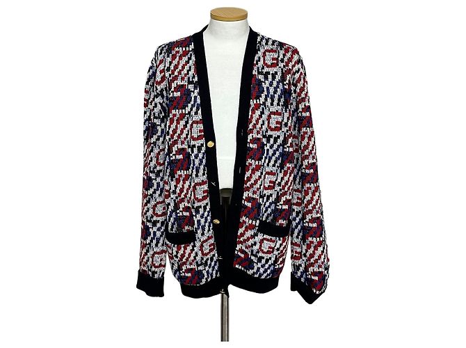 Gucci Logo-Linen-Jacquard-Cardigan Mehrfarben