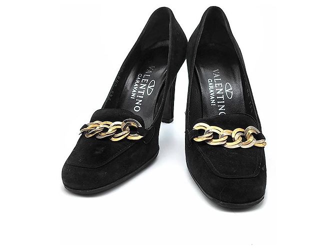 Valentino Scarpins de camurça com corrente Preto