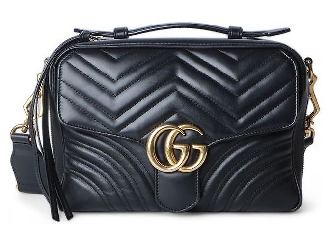 Gucci Bolsa GG Marmont Matelassé com alça de mão e transversal Preto