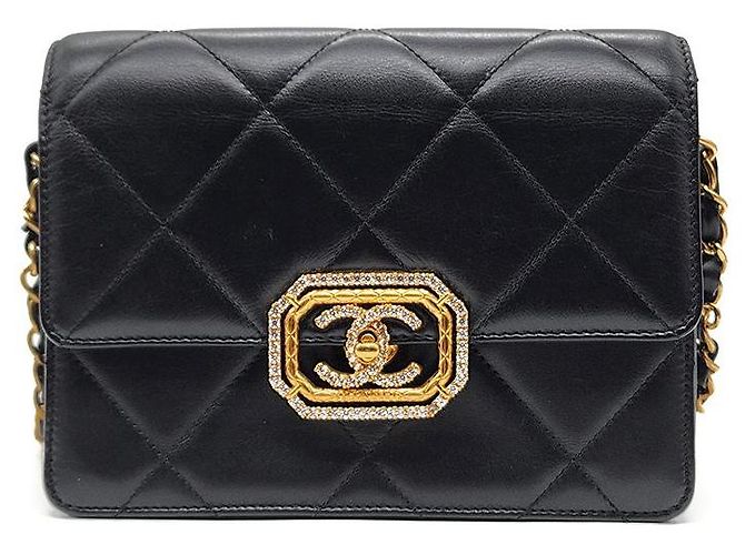 Chanel Mini Flap Bag Strass Nero 