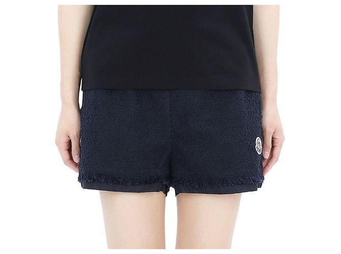 Short de algodón con parche de logotipo Moncler para mujer (Navy) Negro