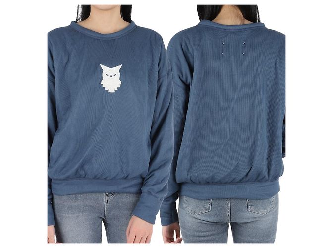 Maison Martin Margiela Owl Rundhals-Sweatshirt (Blau)