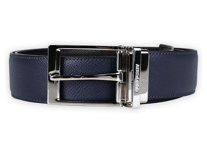 Burberry Men's Reversible Grainy Leather Belt (Navy/Black)
