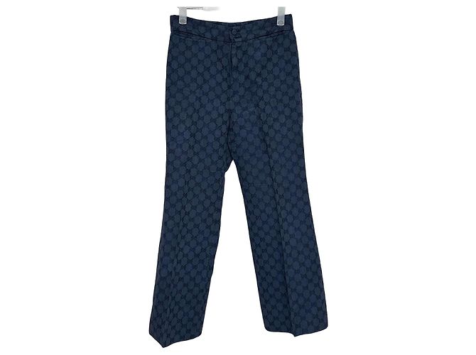 Gucci Pantalones de jacquard de algodón GG Linell Negro