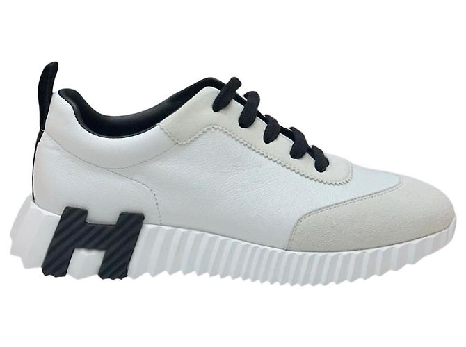 Hermès Bouncing Sneakers Blanc White Leather Black