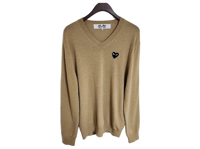 Comme Des Garcons Strickware für Herren beige und schwarz mit Patch Braun