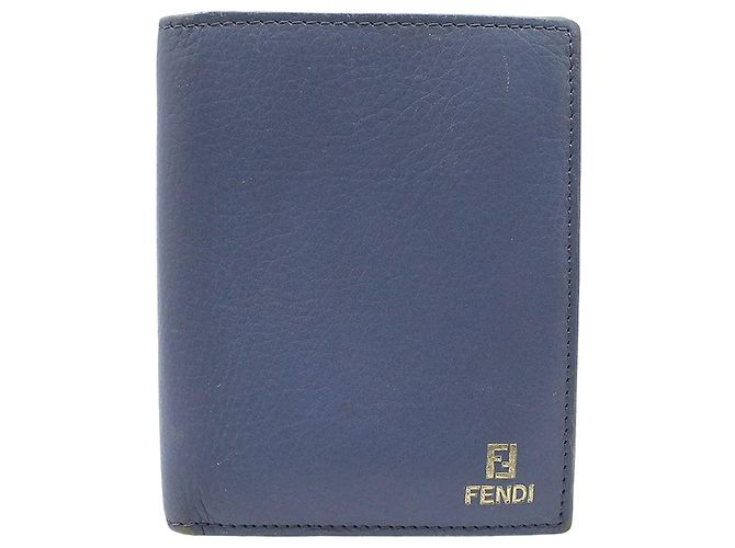 Fendi Blue Leather Bifold Wallet