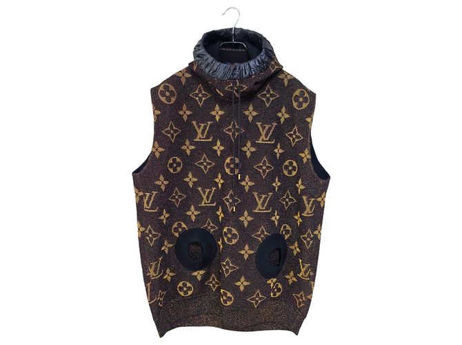 Louis Vuitton Gilet con Cappuccio Monogram Lurex Marrone
