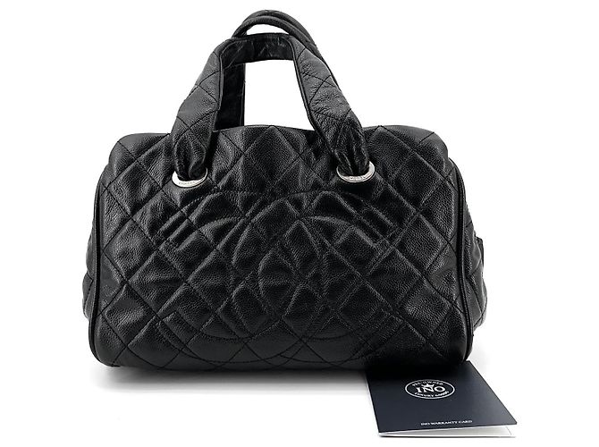Chanel Bolsa Bowling e Tote Timeless CC Logo em Caviar Preto