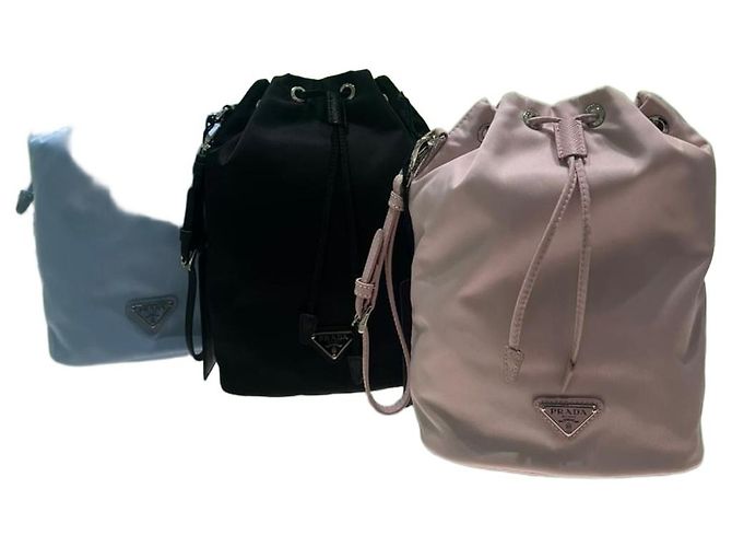Prada Rynylon Drawstring Pouch Black Blue Alabaster Pink Multiple colors