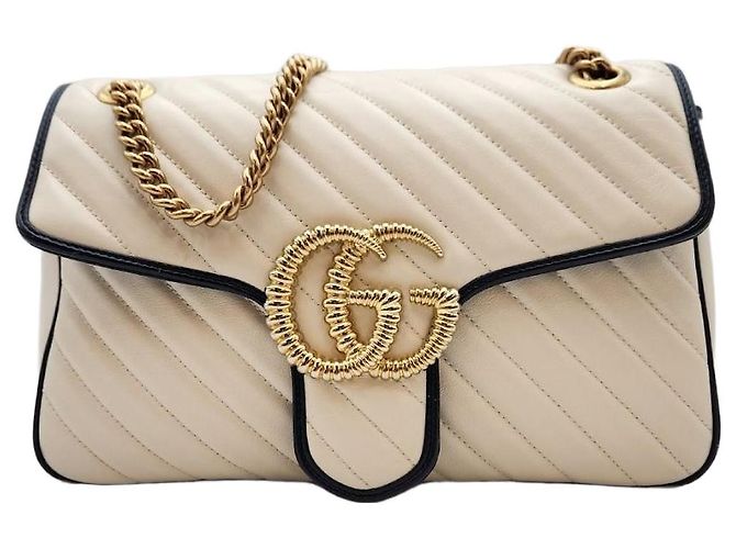 Gucci Bolsa de Ombro Matelassé Medium Creme Branco