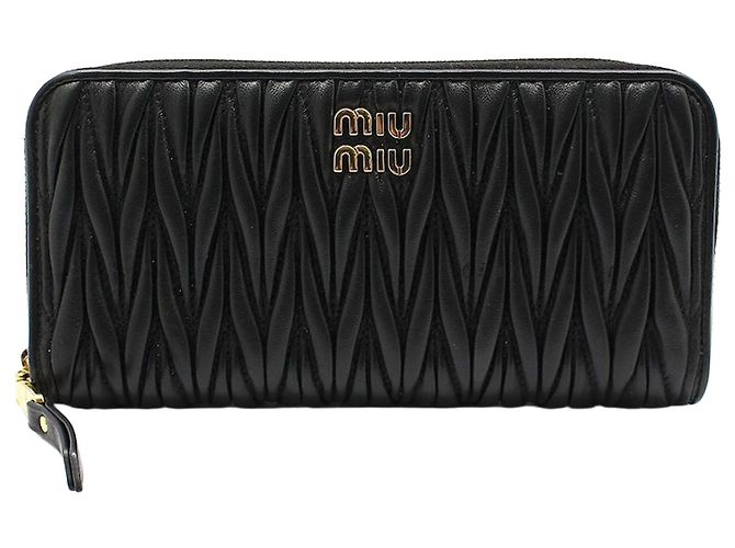 Miu Miu Black Matelassé Nappa Gold Wallet