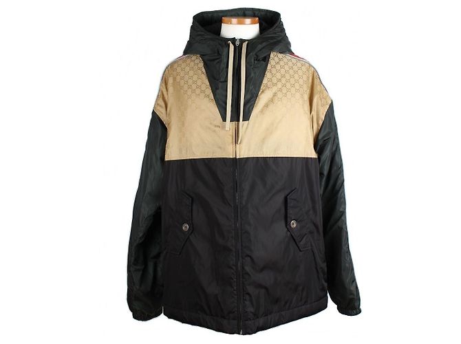 Gucci Jacquard Logo Tape Anorak Jacket Black