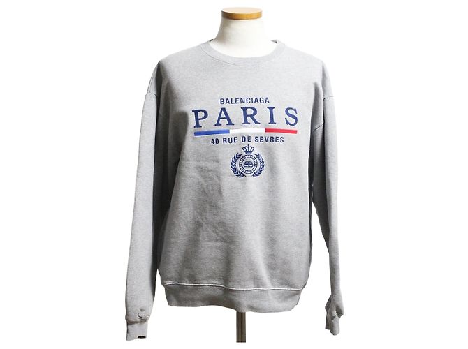Balenciaga Embroidered Logo Sweatshirt Gray Brown