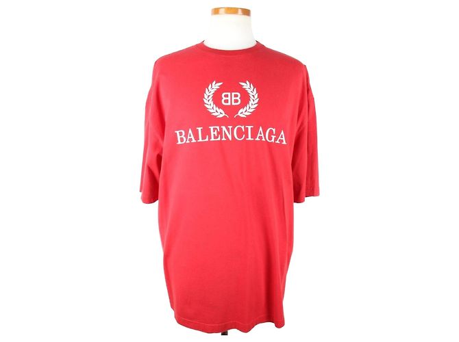 Balenciaga Laurel Logo Kurzarm-T-Shirt Rot