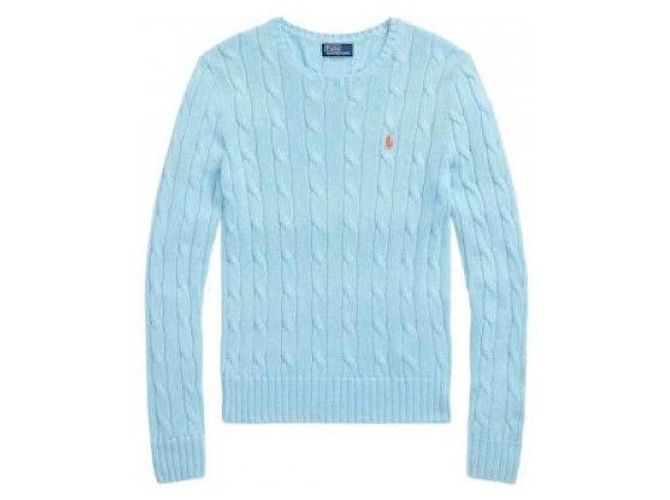 Ralph Lauren Strickpullover aus Pima-Baumwolle mit Zopfmuster Blau