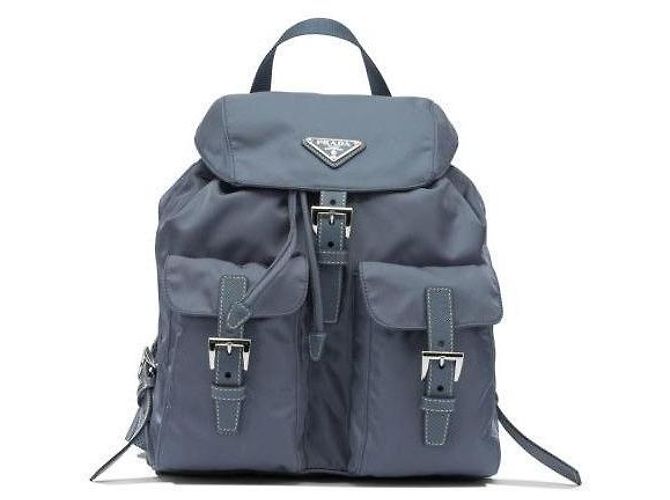 Prada Triangle Logo Re-Nylon Small Backpack Blue