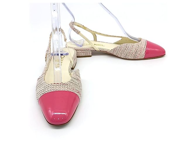 Chanel Slingback em Tweed Rosa