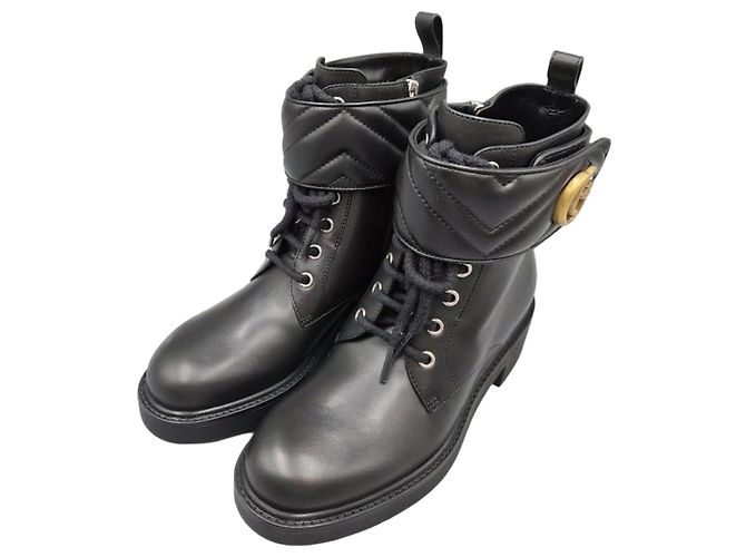 Gucci Women's Ankle Boots Double Black Leather