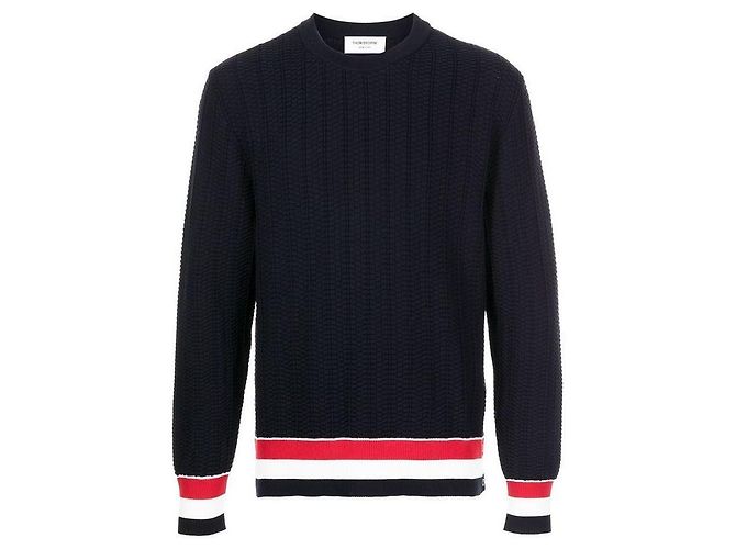 Thom Browne Striped Trimming Pullover Knit Black