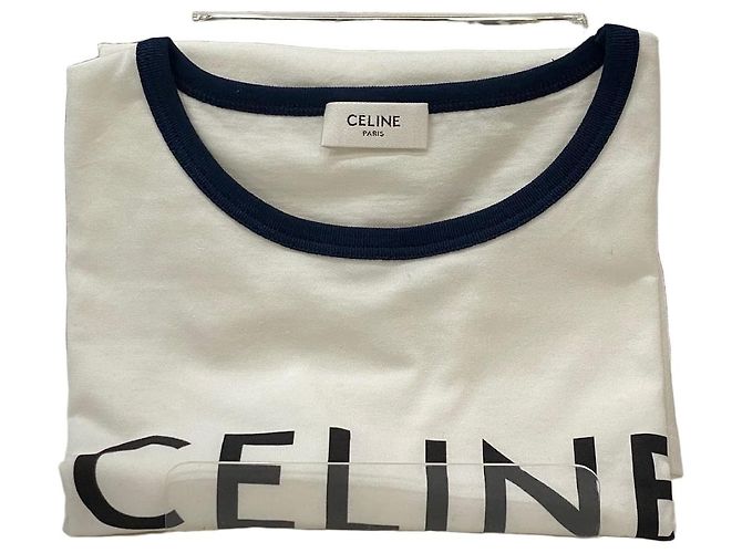 Céline Trioppe Bedrucktes Baumwoll-Jersey T-Shirt Weiß