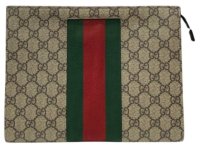 Gucci Clutch GG Supreme Web Dorado