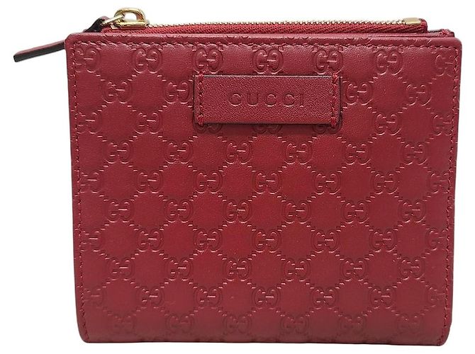 Gucci Red Leather GG Microsima Wallet