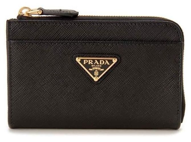 Prada Saffiano Keychain Card Holder Black