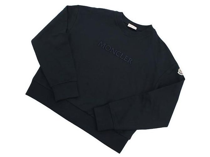 Moncler Sweatshirt en coton avec logo ton sur ton Noir