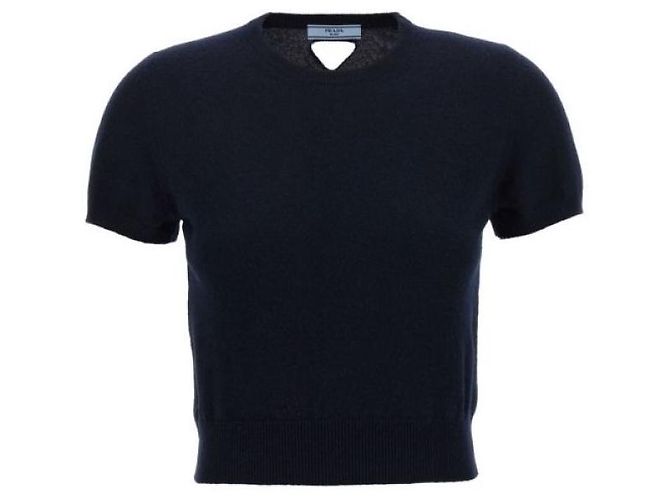 Prada Cashmere-Pullover mit Rundhalsausschnitt Blau 