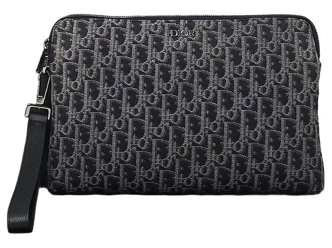 Dior Oblique Jacquard-Strap Clutch-Tasche Schwarz
