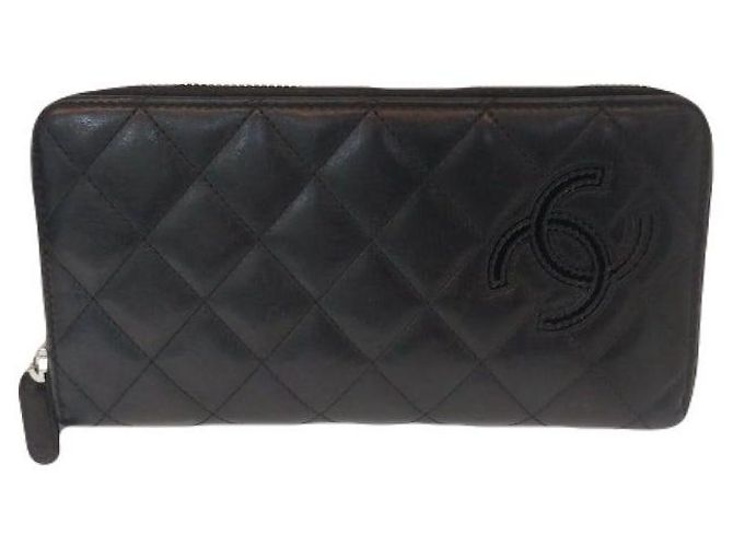 Chanel Black Lambskin Zipper Long Wallet Series