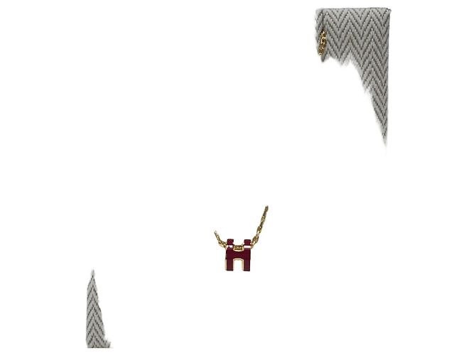 Hermès Colar Pop Hache Mini Borgonha com Ferragens Douradas Vermelho
