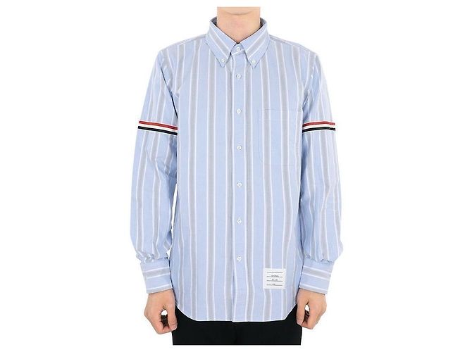 Thom Browne Camicia Oxford a righe da uomo (Blu) Bianco