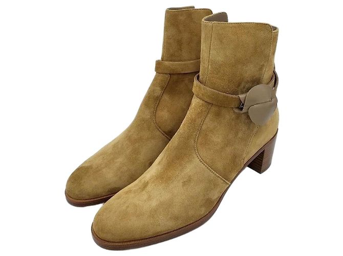 Hermès Bottines en daim style français Multicolore
