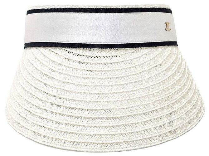 Chanel Raffia-Sonnenvisor Weiß 