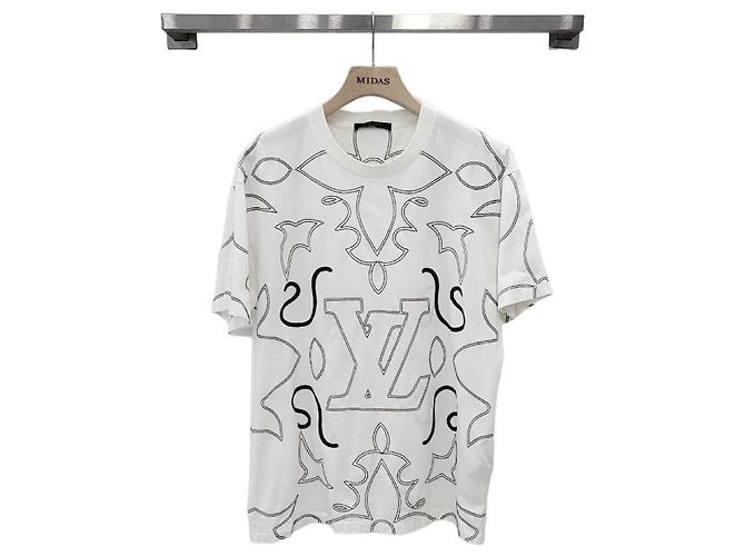 Louis Vuitton Besticktes Baumwoll-T-Shirt XXL Silber