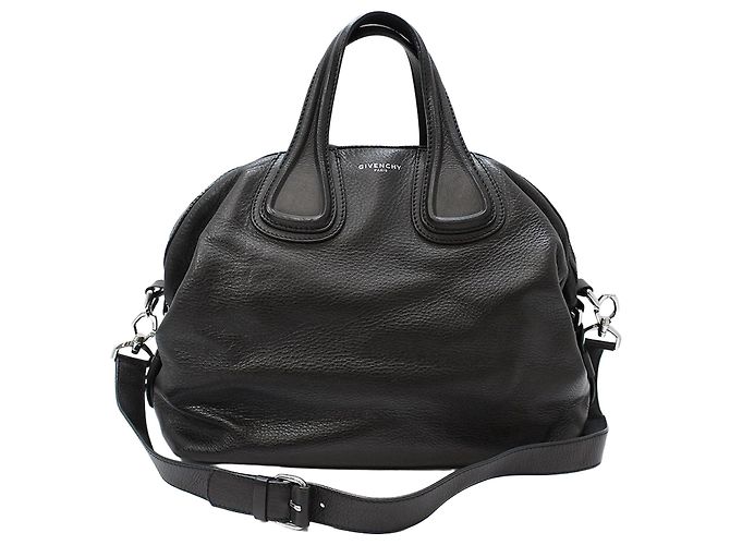 Givenchy Black Leather New Nightingale Medium Silver-tone Shoulder Bag