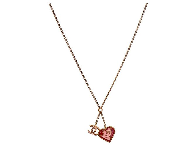 Chanel Collier CC Or avec Cœur Rose