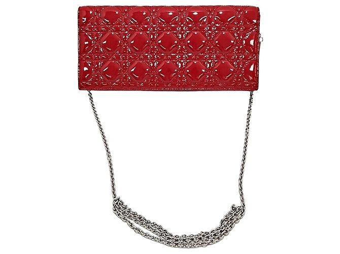 Dior Clutch e borsa a tracolla in vernice Cannage Rosso 