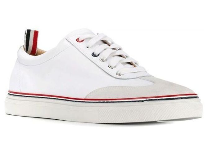 Thom Browne Tênis com detalhes em camurça e acabamento RWB Branco