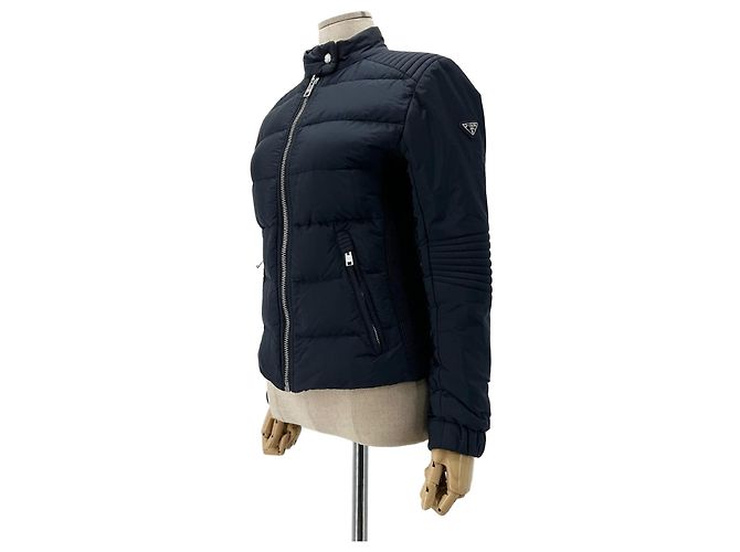Prada Women's Biker Short Down Jacket Blue