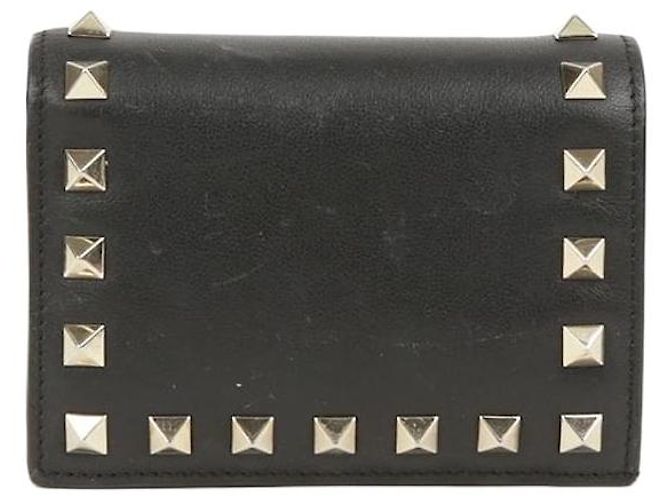 Valentino Black Leather Rockstud Wallet