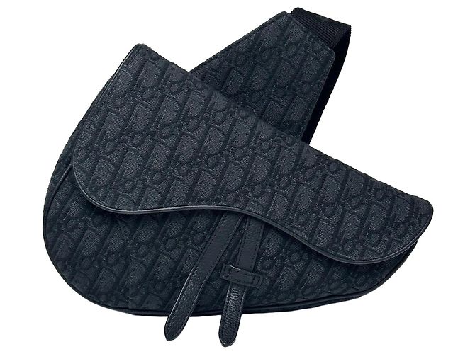 Dior Oblique Jacquard Men's Saddle Bag Black