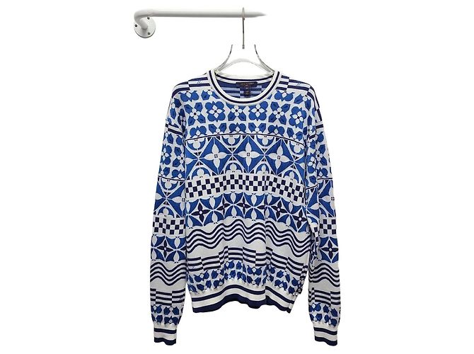 Louis Vuitton Jacquard-Strickpullover mit blauem Monogramm 